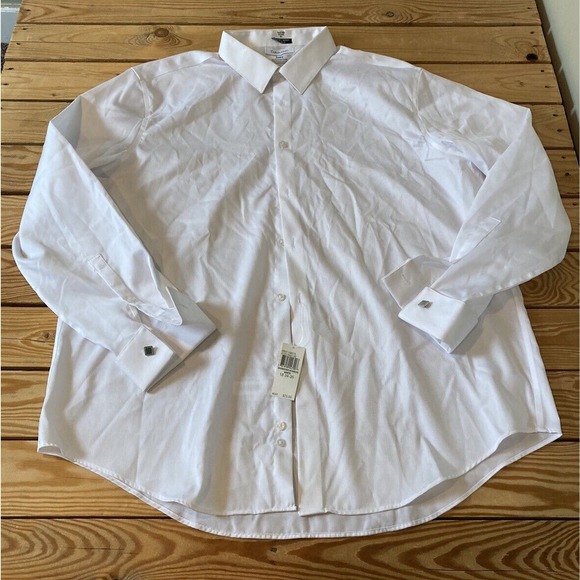 NWT $75 Calvin Klein Button Up Dress Shirt Size 18 Men’s White - Picture 1 of 9